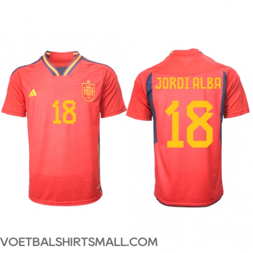 Spanje Jordi Alba #18 Voetbalkleding Thuisshirt WK 2022 Korte Mouwen